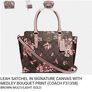 Coach NWOT LEAH SATCHEL IN SIGNATURE CANVAS WITH MEDLEY BOUQUET PRINT